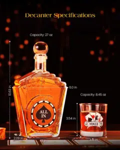德州撲克威士忌醒酒器套裝：圖片 2